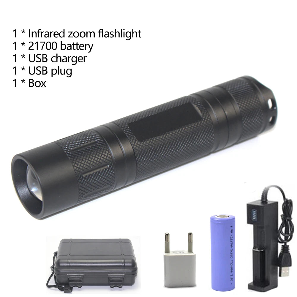 10W 850nm/940nm Infrared Night Vision Scalable Focusing Flashlight DIY Night Vision Device Tactical Hunting Light For Gun 18650