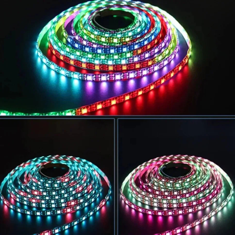 WS2812B 5050 RGBIC Smart LED Strip WS2812 Individually Addressable IC 30/60/144Pixels/Leds/m Light DC5V Black White IP30/65/67