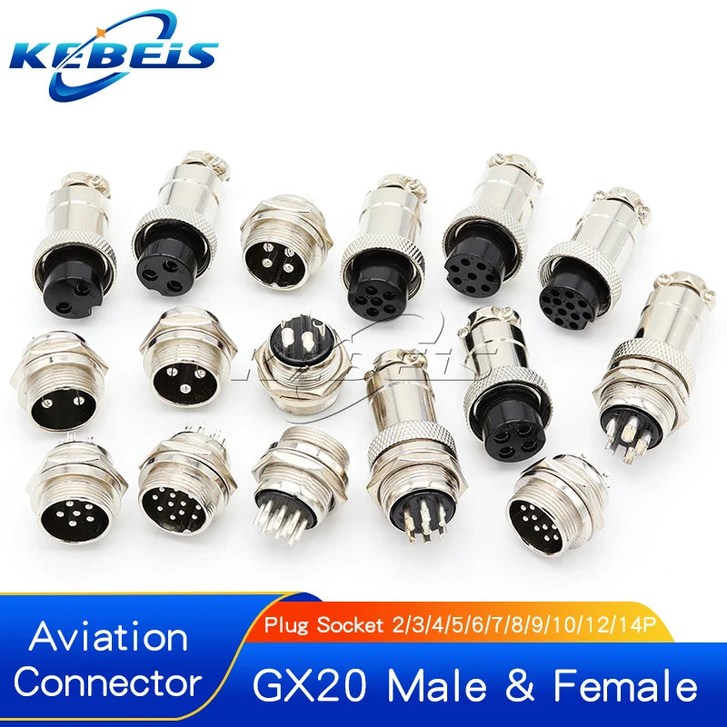 1set GX20 aviation plug and socket connector GX20-2/3/4/5/6/7/8/9/10/12 core connector connector 20mm