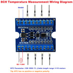 Modbus RTU RS485 NTC Thermocouple Sensors Paperless Recorder Controller 8CH Temperature & Resistance Acquisition Board