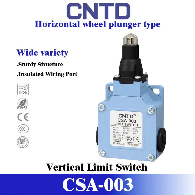 CNTD CSA-001 CSA-003 Series Industrial Vertical Limit Switch IP66 Waterproof Zinc Alloy Double Circuit 12 Actuator Types