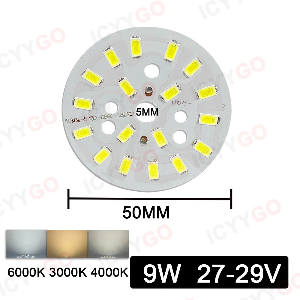 10PCS 9W 7W 5W 3W 2W SMD 5730 LED PCB Light Source Aluminum Light Board 20mm 23mm 50mm Mini LED Bulb Replacement Light Board