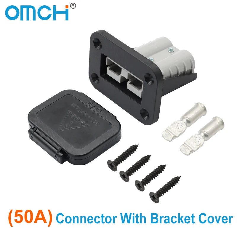 OMCH 1/2/5PCS 50A/120A/175A For Double Pole Plug Connector with Mount Bracket Panel Cover For Boat Truck Cable Connectors Plug
