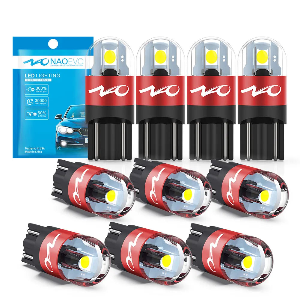 NAO W5W LED Car T10 Bulb 5W5 Auto Interior Light 3030 SMD 12V 24V Automobiles Side Signal Lamp 168 194 Clearance Lighting White