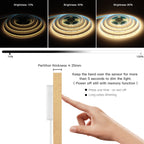 Touch Dimmer and Hand Sweep Induction Switch Flexible COB LED Strip Light 12V 320 LEDs/M LED Light Tape Bedroom Kitchen Lighting