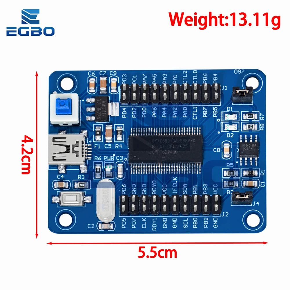 1~5PCS EZ-USB FX2LP CY7C68013A USB Core Board Development Board USB Logic Analyzer With I2C Serial SPI Interface Module Mini USB