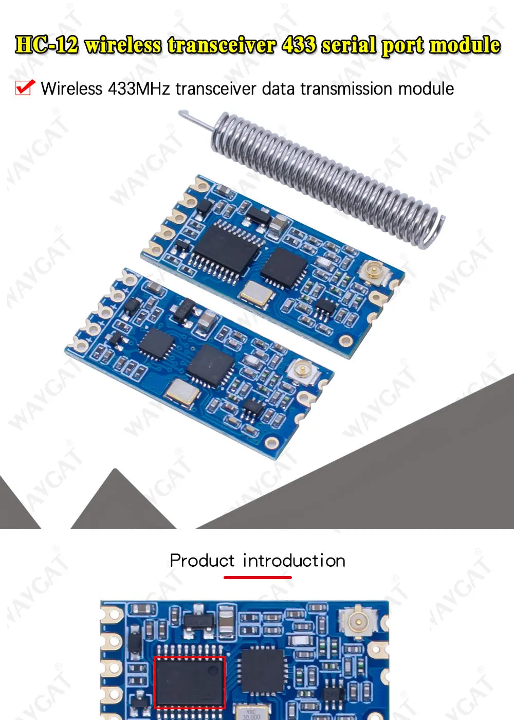LIZAO HC-12 SI4463 433MHz Wireless Serial Module, 1000m Communication, Serial Alternative for Bluetooth Home IoT Automation