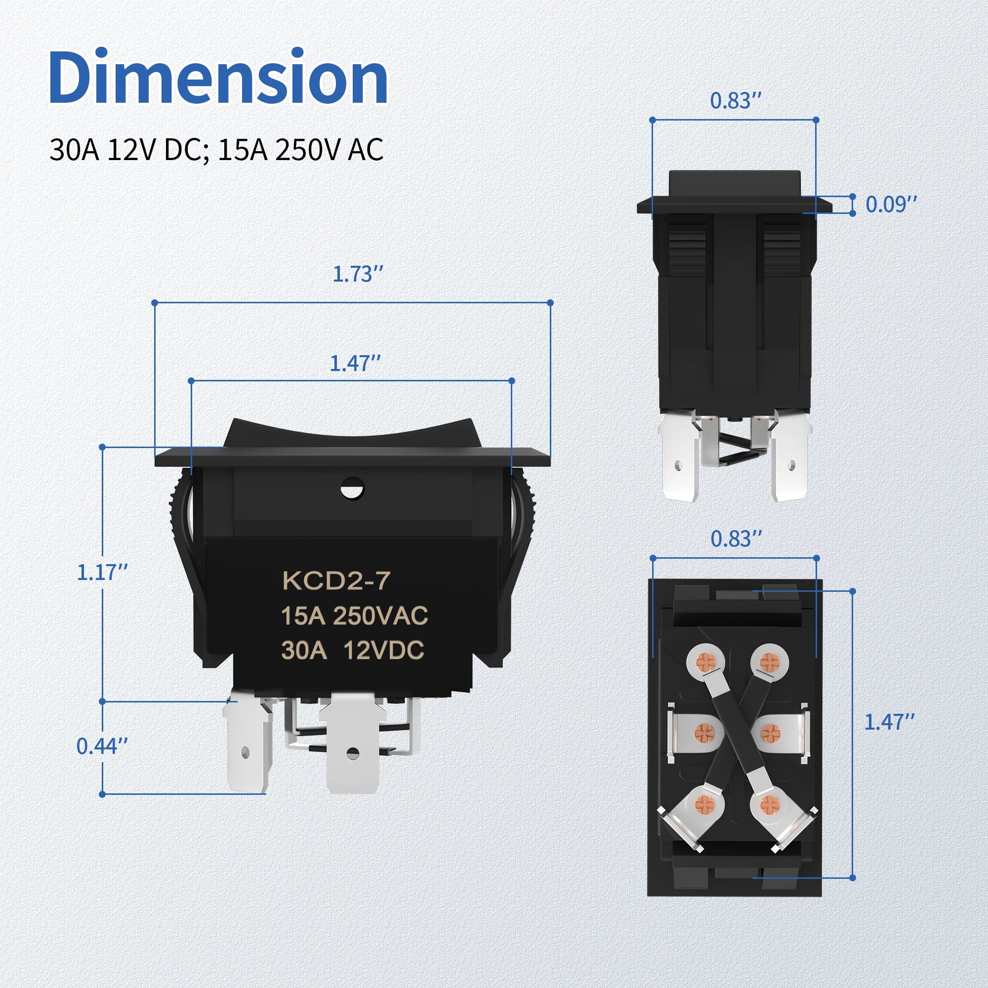 DaierTek UP Down Momentary Reverse Polarity Switch 12V 30A DPDT Polarity Reversing Switch RV Power Jack Switch for 5th Wheel