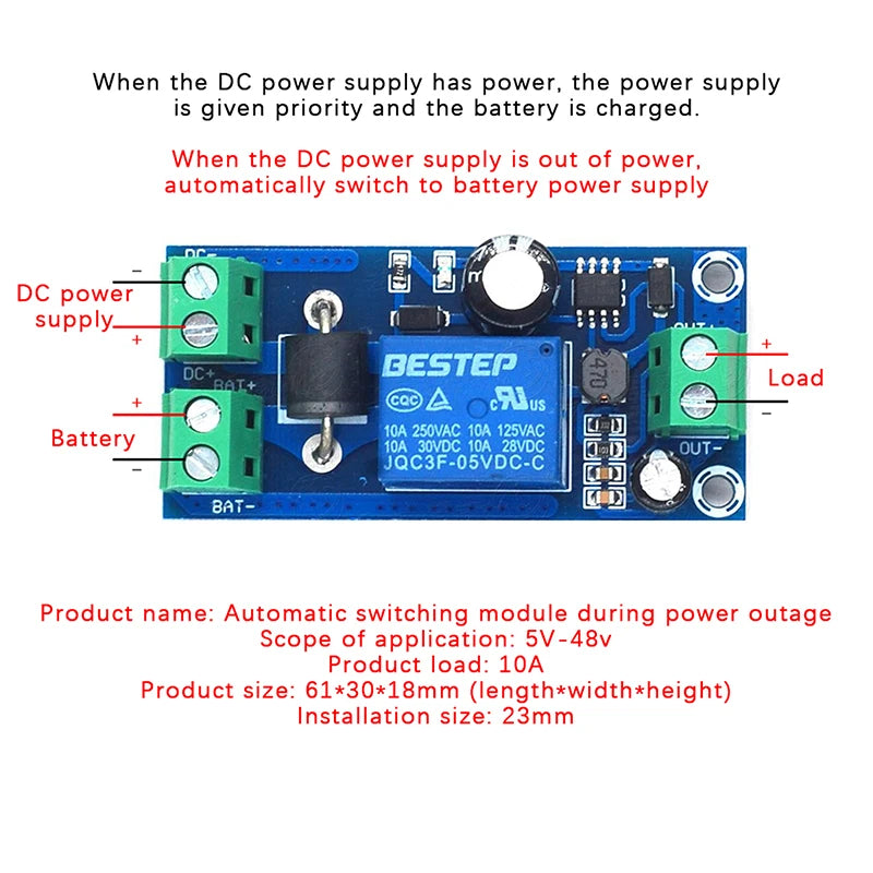New【YX850 Power Failure Automatic Switching Standby Lithium Battery Module DC 5V-48V Universal Emergency Converter Module】