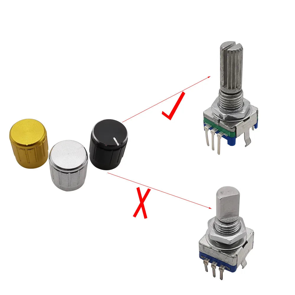 5Pcs 360 Degree Rotary Encoder EC11 Knob 20 Position 5 Pin Button Handle Length 15/20mm With A Built In Push Button Switch
