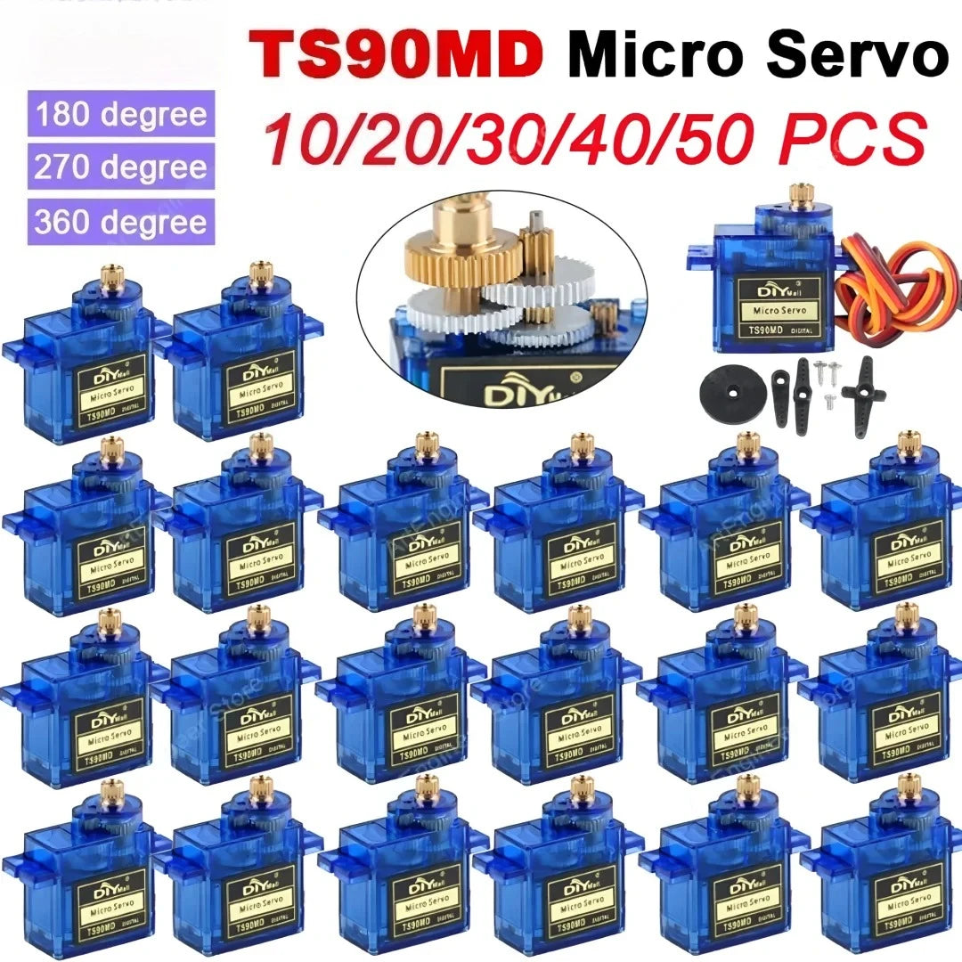 TS90MD 5/10/20/30/40/50Pcs Micro Analog Servo Motor Full Metal Gear 180/270/360 Degree For RC Car Planes Toy Airplane Helicopter