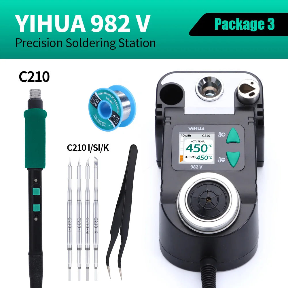 YIHUA 982-V Precision Solder Station with Fast Heating Micro Fine Tip C210 Soldering Iron Remote Control Handle