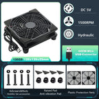 5V USB Router Fan 80mm 92mm 120mm 140mm DIY TV Box Ball/Sleeve Cooler & Protective Net Desktop Cooling Fan