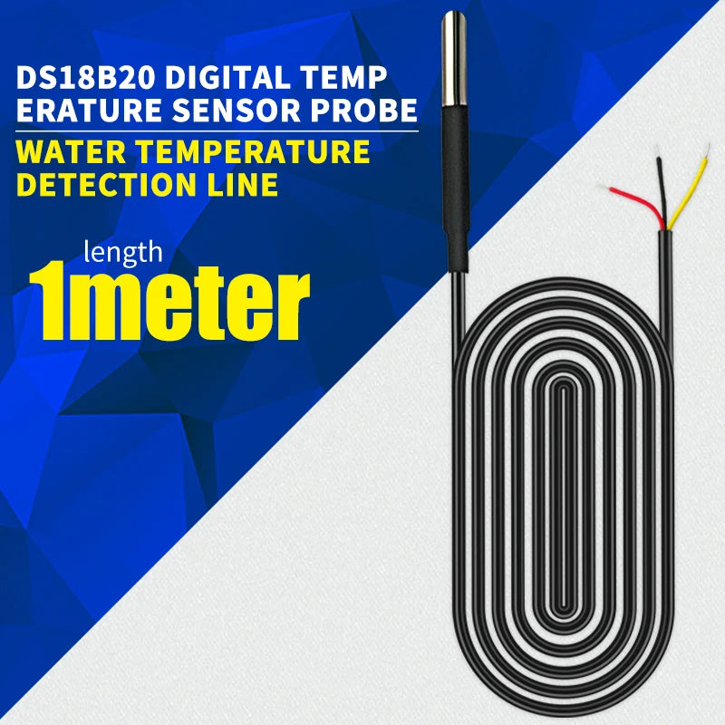 1PCS DS18B20 Temperature Probe Sensor Stainless Steel Package Waterproof Digital Temperature Sensor 1M/2M/3M
