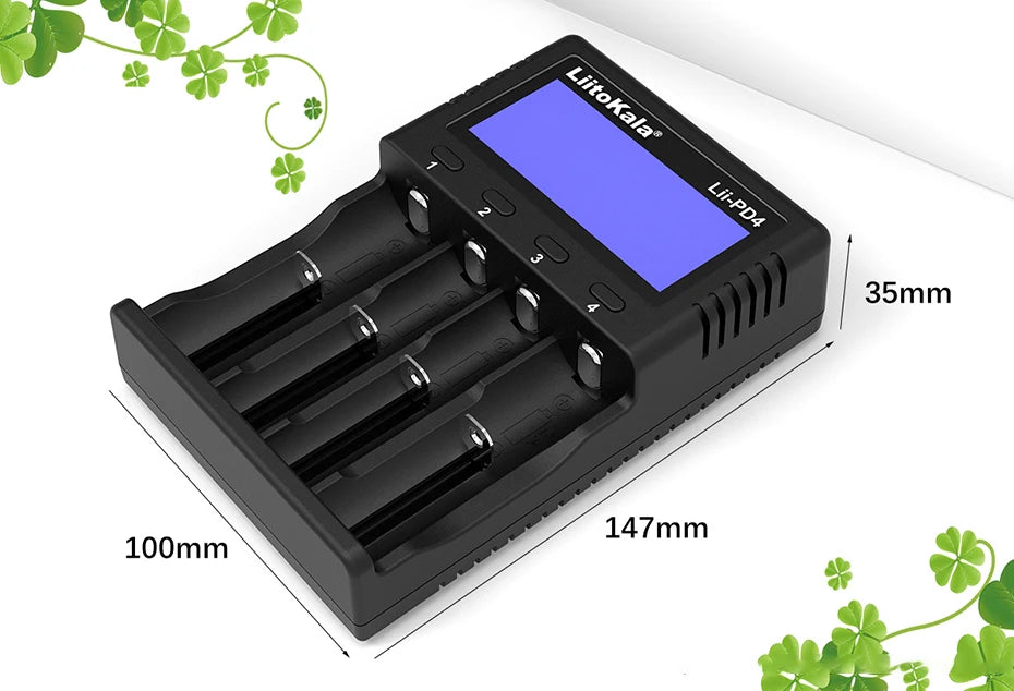 LiitoKala Lii-PD4/PD2 AC PD Charger LCD Fast Charging 4/2-Bay for 21700/18650/AA/AAA Multi-Protection Auto-Detect