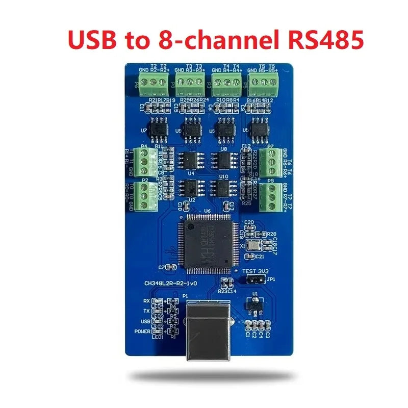 USB to 8-Channel RS485 UART Adapter Board with High-Speed CH348L Controller Chip