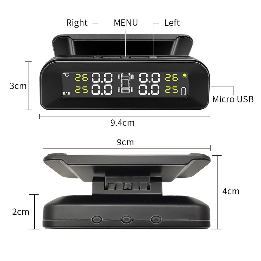 E-ACE K07 TPMS Solar Sensor Intelligence Wireless Tire Pressure Monitoring System Temperature Warning With 4 Sensors