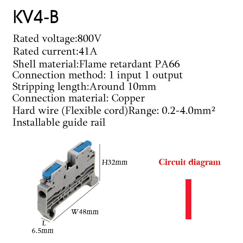 KV2.5 Direct Insertion Quick Terminal Block Rail Type Wire Connector Instead Of UK/ST/PT/SAK Docking For Parallel Connection
