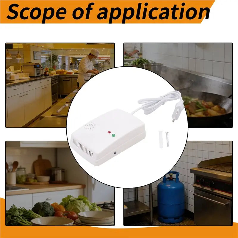 Gas Leak Detector Combustible Propane Butane Methane Leak Warning Combustible Gas Alarm Sensor For Home Security EU Plug-Y41A