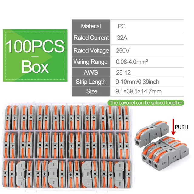 DIY Splicing Inline Compact Conductor Docking Terminal Block Lever Quick Wire Connector Electrical Connectors Kit 28-12 AWG 221