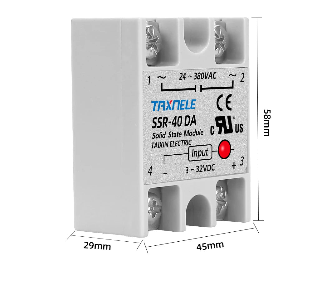 Single Phase Solid State Relay SSR-40DA SSR-25DA SSR-10DA DC To AC 3-32VDC Input 24-380VAC Output Solid State Relay