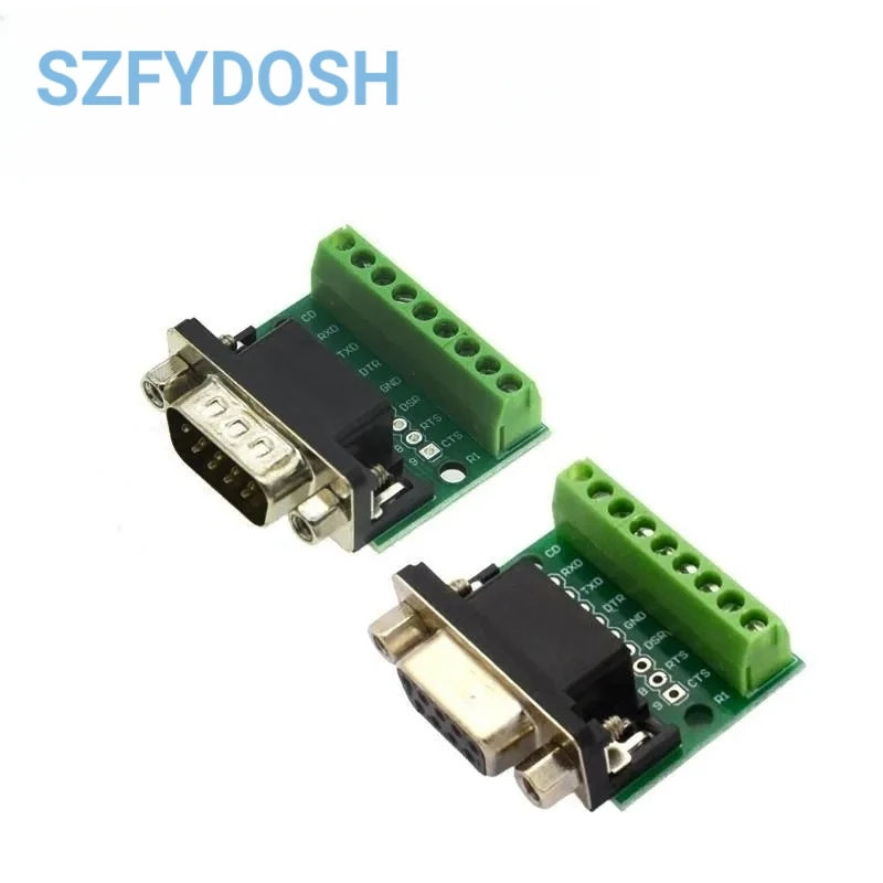 DB9 Male Female Adapter Signals Terminal Module RS232 RS485 Serial To Terminal 9-Pin 9-Hole Connector