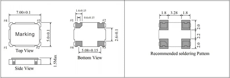 5PCS 5*7mm 3.3V 4M 6M 8M 10M 11.0592 12.000 16M 20M 24M 25M 48MHZ 100MHZ 22.1184MHZ SMD 7050 Active Crystal Oscillator OSC 4Pin