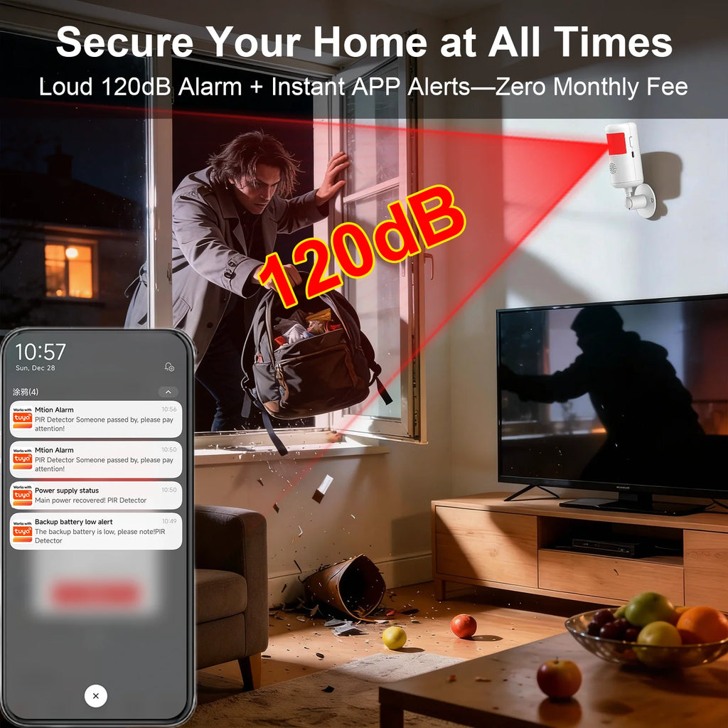 2/4/6/8 PCS Tuya Smart WiFi Infrared Alarm Detector 4 Alarm Modes Infrared Motion Human Body Infrared Detector Work With Alexa Google Home Security