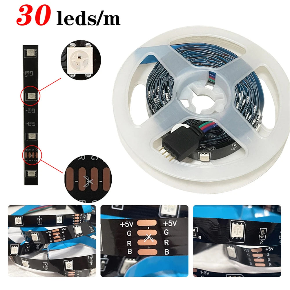 RGB 5050 LED Strip Lights App Control TV Backlight Flexible Ribbon Tape USB 5V Led Light for PC Gaming Room Decoration