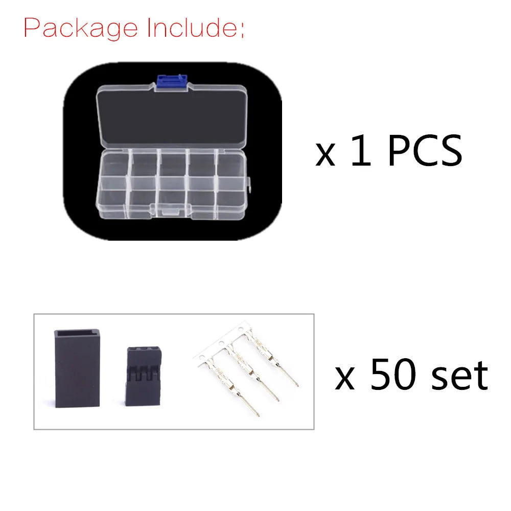 50PCS DIY Servo Extension Cable JR/Futaba Connector Male/Female Plug with 2.54 Terminal for RC Robot Airplane Car Servo ESC