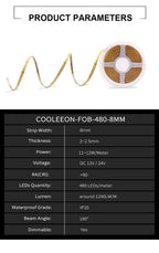 COB LED Strip Light 12V 24V 3mm 5mm 8mm 10mm PCB LED Strip Ice Blue/Green/Red/Yellow/2700K/3000K/4000K/6000K COB LED Tape Decor