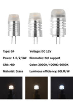 2pcs Mini G4 12V 24V LED Lamp Dimmable Light 3W COB Bulb AC DC 12V Lampada COB 360 Beam Lampada G4 COB Lights Replace Halogen