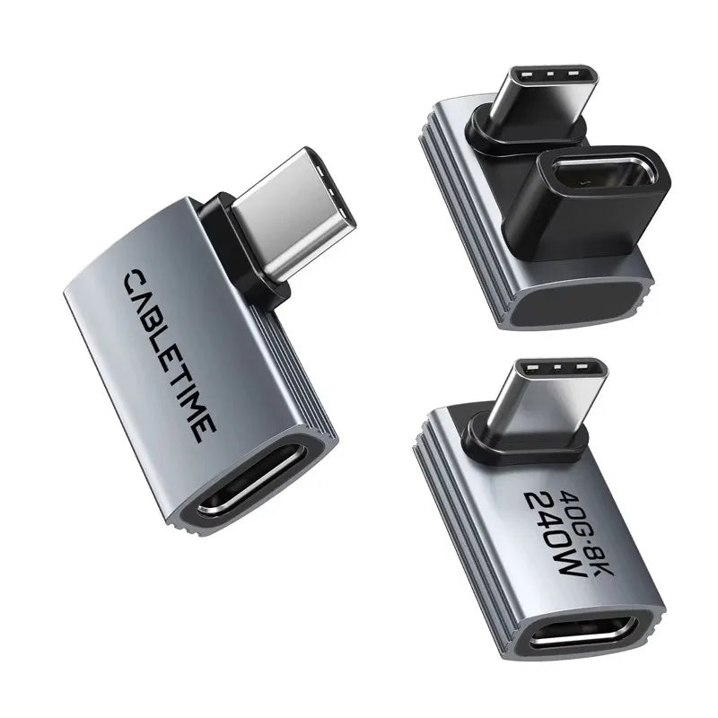 CABLETIME Type C Adapter 240W OTG USB C Adapter 8K 60Hz 40Gbps 90-Degree Converter USB4 Adapter for iPhone Adapter MacBook iPad