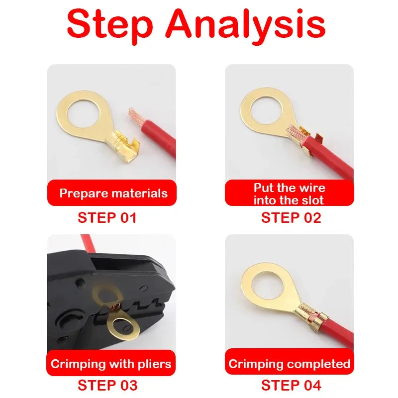 O-type Ground Lugs Terminal Cold-Pressed Copper Tab Wiring Nose Wire Lugs Crimp Wire Connector Eyelets Cable Connection Clamp