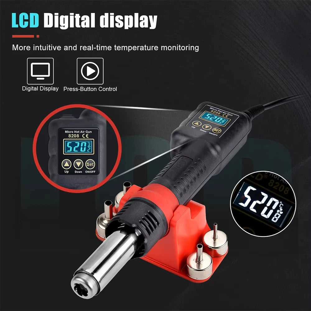 JCD Micro Hot Air Gun 8208 750W Soldering Welding Rework Station LCD Digital Display All-in-one Heat Gun BGA IC Solder Tools
