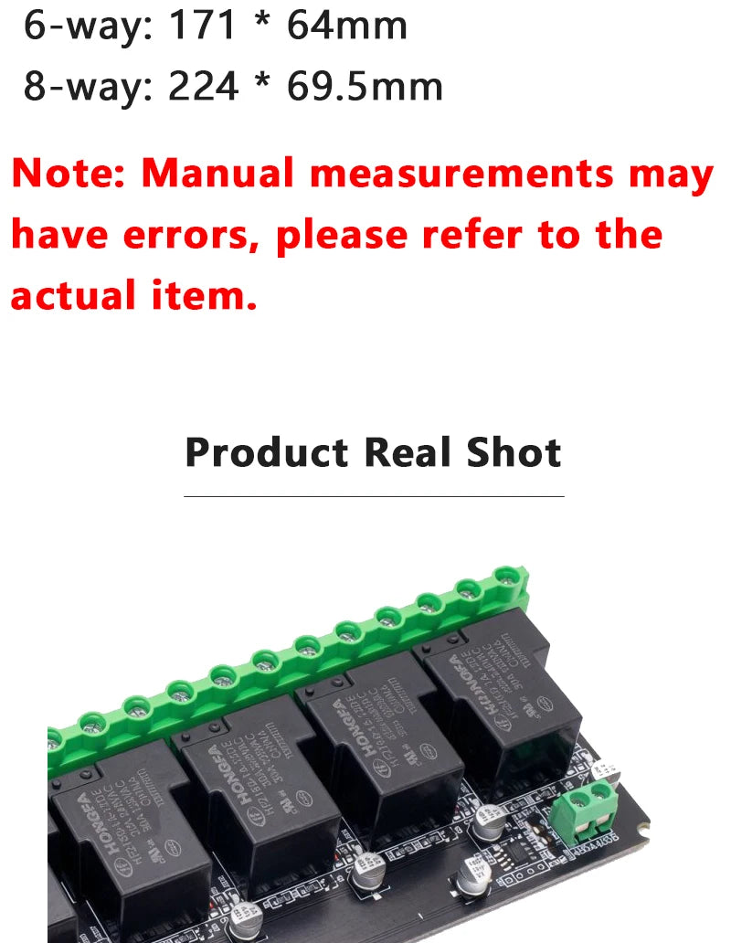 Modbus RTU RS485 TTL Relay Control Module Optional 3/4/6/8 Channel High Power Output Industrial PLC