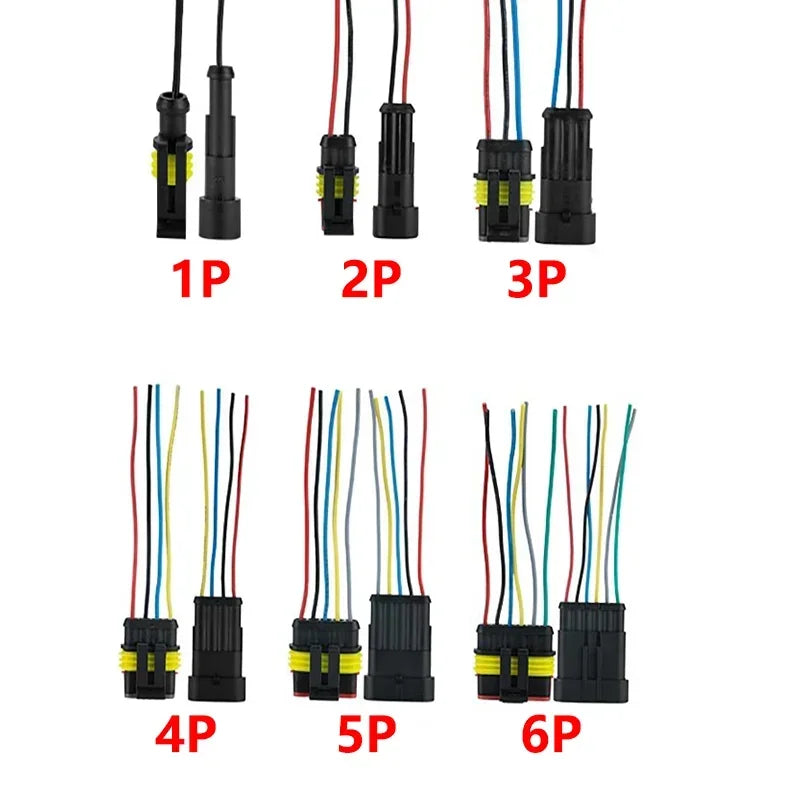 5/20/100 Sets 1/2/3/4/5/6 Pin Way Waterproof Electrical Wire Connector Plug 1.5mm Terminals 2Pin HID Plug Auto Xenon Lamp Plug