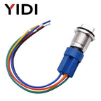 19mm 2 3 Position Metal Selector Rotary Switch Latching Push Button Switch SPDT with 12V LED Illuminated Switch 1NO1NC ON OFF
