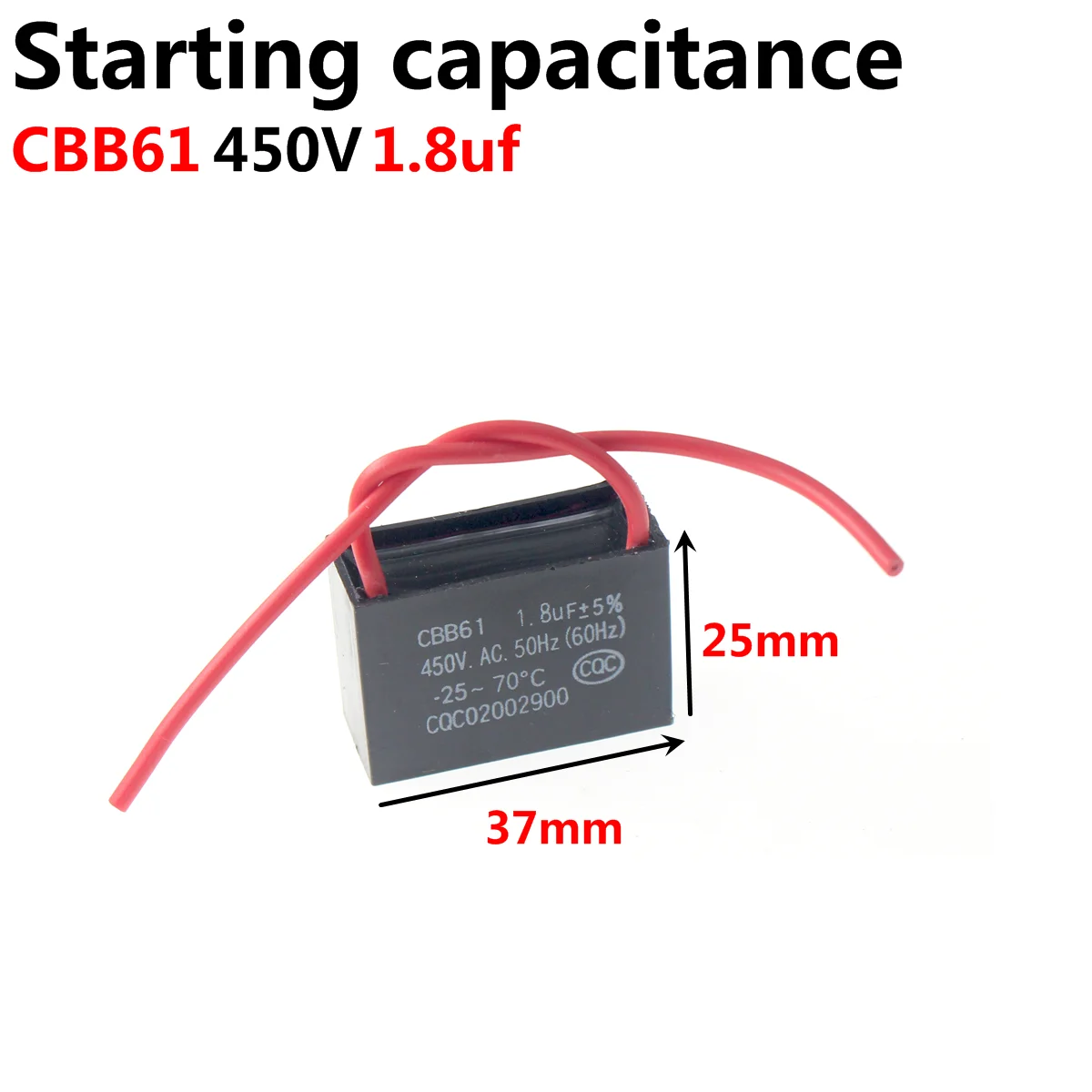 Washing Machine Starting Motor Run Capacitor CBB60 450V 5UF 10UF 15UF 20UF 25UF 3 4 5 6 8 12 14 16 18 30 35 40 45 50 60 70 80 UF