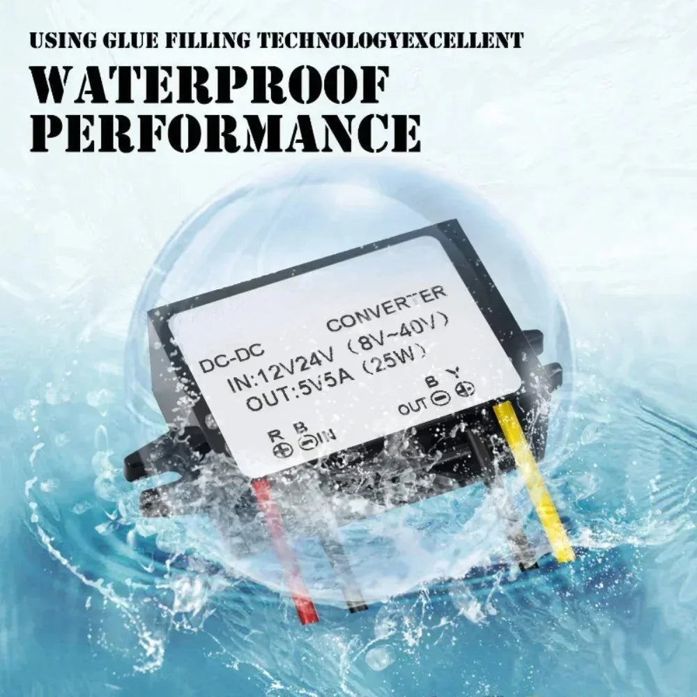 DC 12v 24v to 5v 5A 10A Step Down Converter Regulator Power Adapter Reducer for Car Electronics Truck Vehicle Boat Solar System