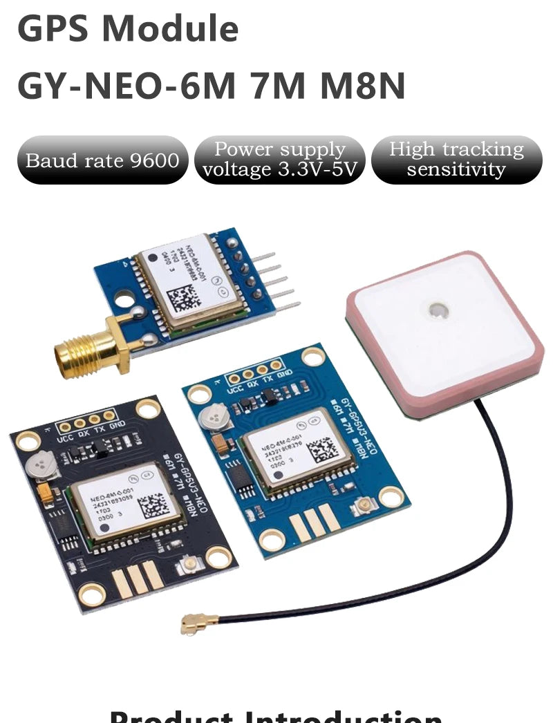 DC 3.3V-5V  GY-NEO-6M/7M/M8N GPS Positioning Module Wide Voltage 9600 Baud Rate Low Power High Tracking Sensitivity For Arduino