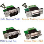 RS232 RS422 RS485 Riveted Socket Nuts DB9 DR9 DE9 Female Male Adapter to 3Pin Signal Terminal Breakout Board