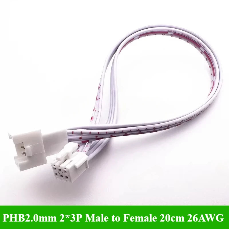 PHB2.0 PHB 2.0MM Pitch Double Row With Lock Catch Wire Cable Connector 2x2P/3P/4P/5P/6P 20cm 26AWG Male and Female Plug Socket