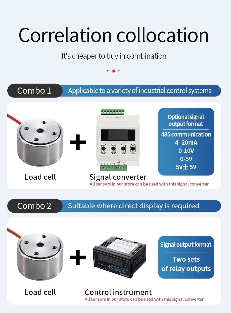 Micro Load Cell Tension Push Sensor Weight Compression Force Sensor Load Cell Weight Touch Sense System Adapts 5kg 10kg 20kg