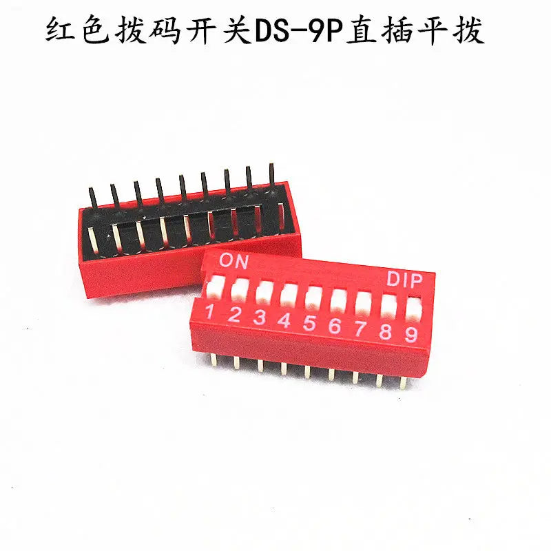 10PCS Red and blue dip switch 1 2 3 4 5 6 7 8 9 10 12PIN toggle switch spacing 2.54mm feet