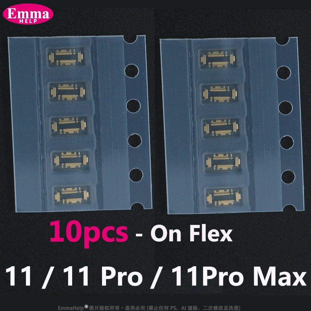 10pcs Battery FPC Connector Flex Cable For iPhone 14 15 Plus 13 12 11 Pro Max 7 6S X XR 8 Plus Clip Plug