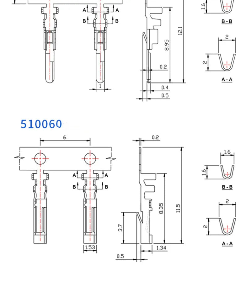 180PCS 51005 51006 MX2.0 2.0mm Connector Pin Header Male Female Socket Terminal 51005 51006 MX 2.0 2P/3P/4P/5Pin