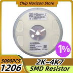 5000PCS 2K~4K7 1206 SMD Resistor  2K2 2K4 2K7 3K 3K3 3K6 3K9 4K3 Ohm  1% Ohm Chip Resistor 1/4W New