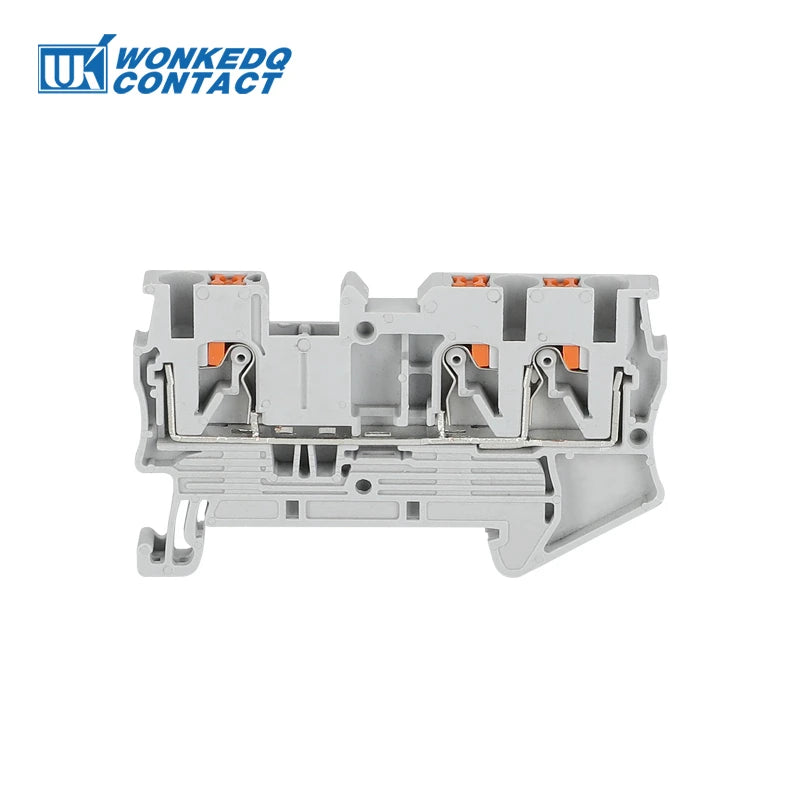 10Pcs PT2.5-TW PT 2.5-TW Push-In Twin 3-Conductor Feed-Through Strip Wire Electrical Connector Din Rail Terminal Block PT 2.5 TW