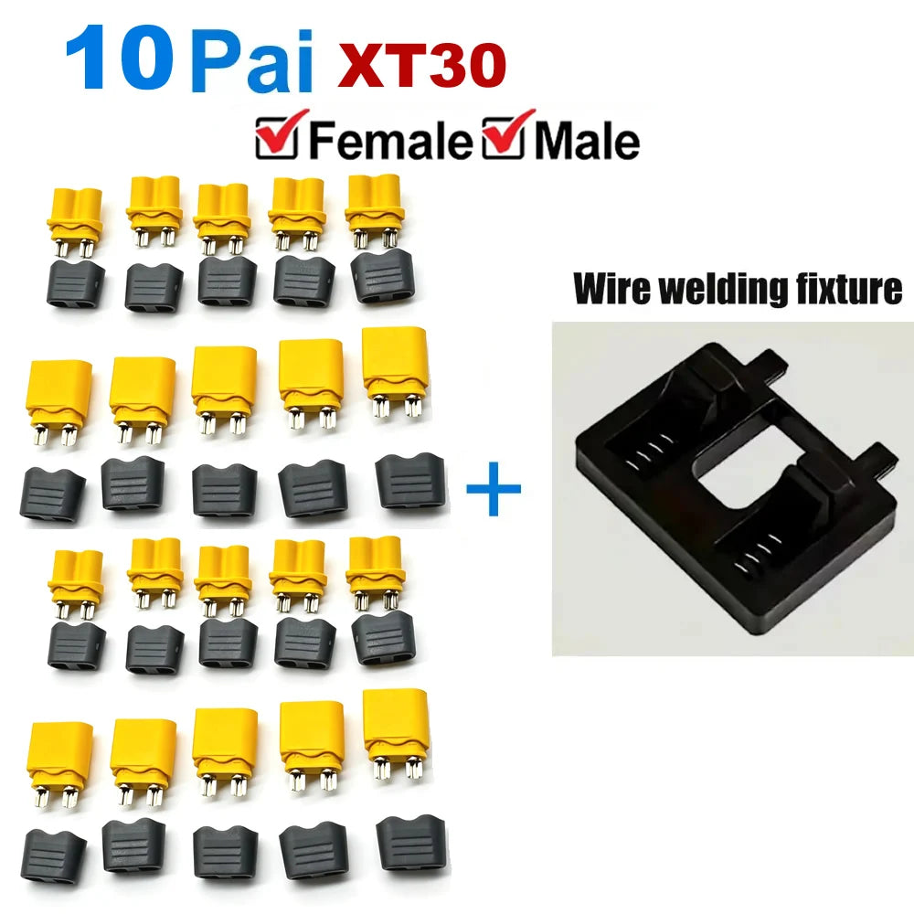 XT30 Connector Plug with Sheath Housing Male/Female XT30 Plugs and Welding Fixtures For RC Lipo Battery Cars Drones Airplane